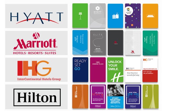 PVC / PET RFID Tarjeta de llave de la puerta del hotel, Tarjeta de llave magnética en blanco del hotel personalizada