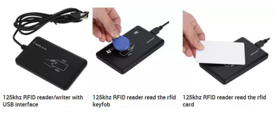 Lector de tarjetas RFID de logotipo personalizado 13.56Mhz 125KHZ Lector de tarjetas de identificación con chip T5577